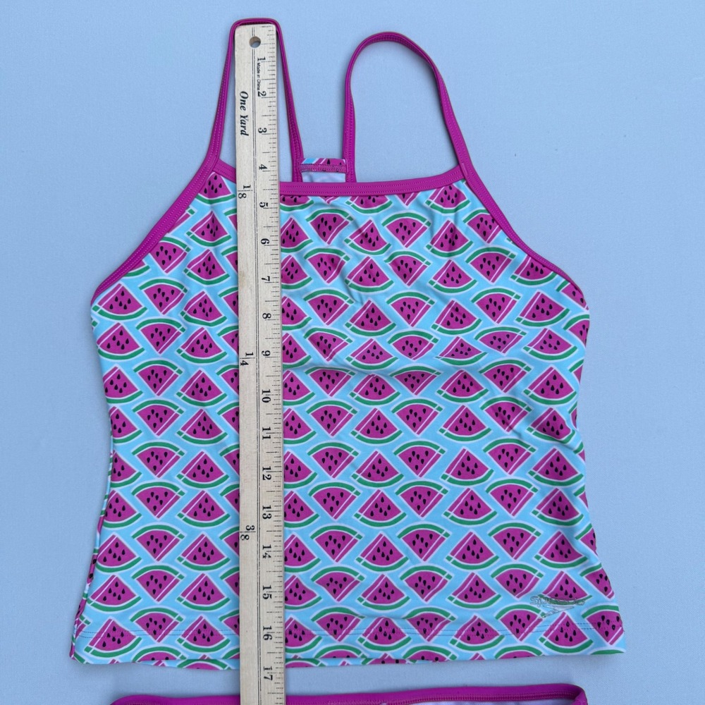 Speedo Tankini Set Watermelon Print Pink Blue Sporty Summer Fruitcore Sz 14 - Picture 4 of 15